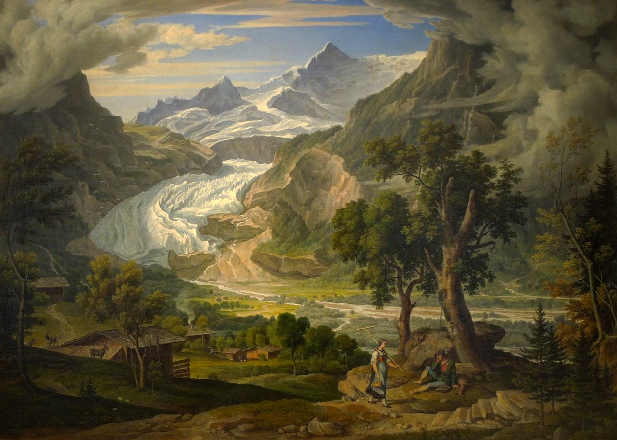 Glaciären Grindelwald i Alperna av Joseph Anton Koch