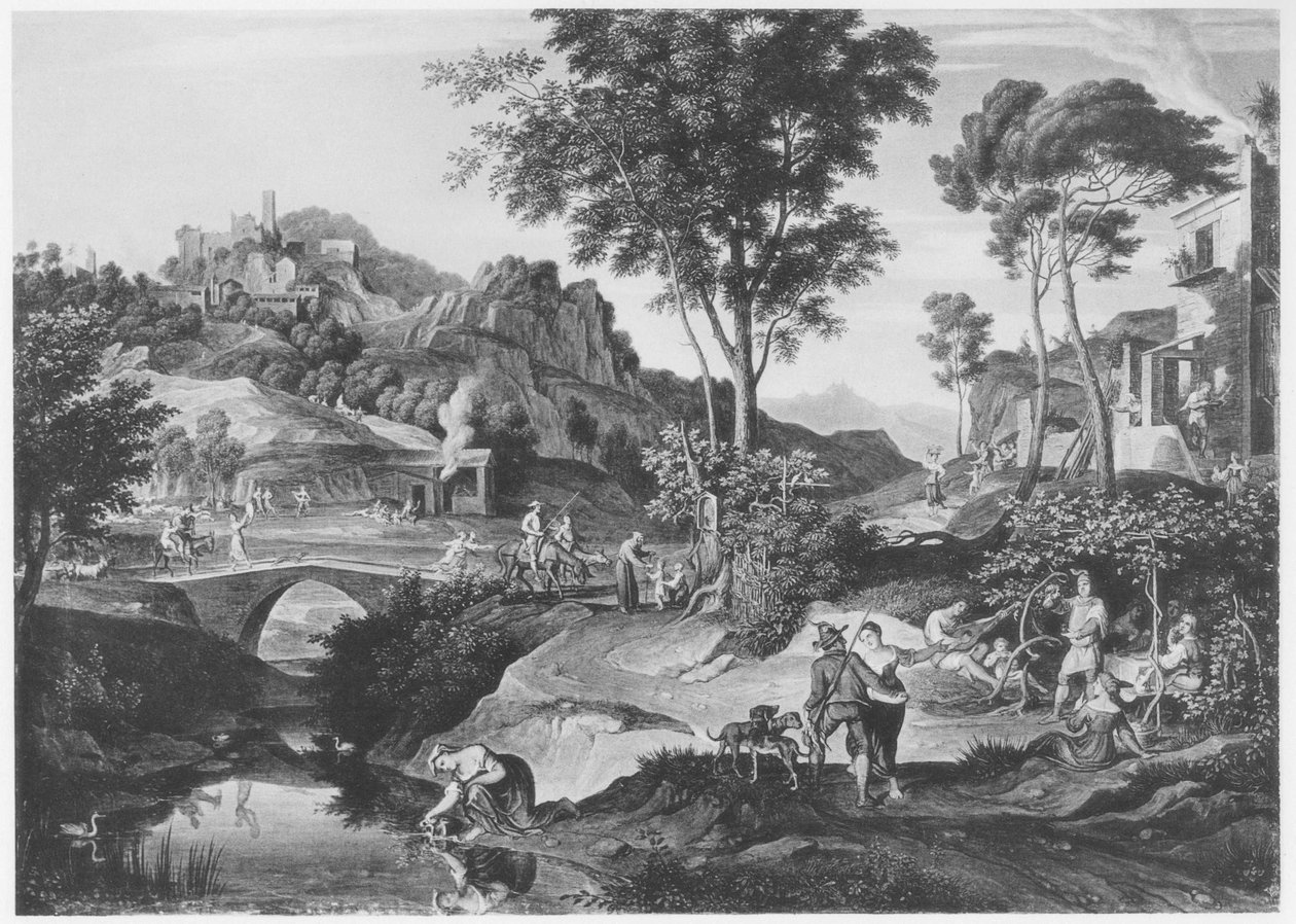 Italienskt landskap med Don Quijote av Joseph Anton Koch