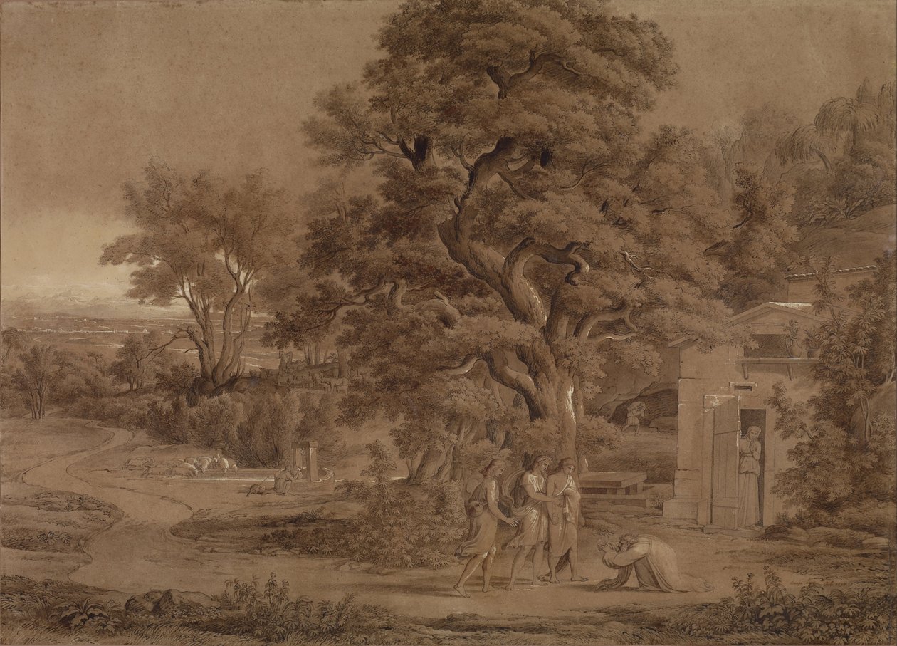 Landskap med Abraham och de tre änglarna i Mambre -dalen av Joseph Anton Koch