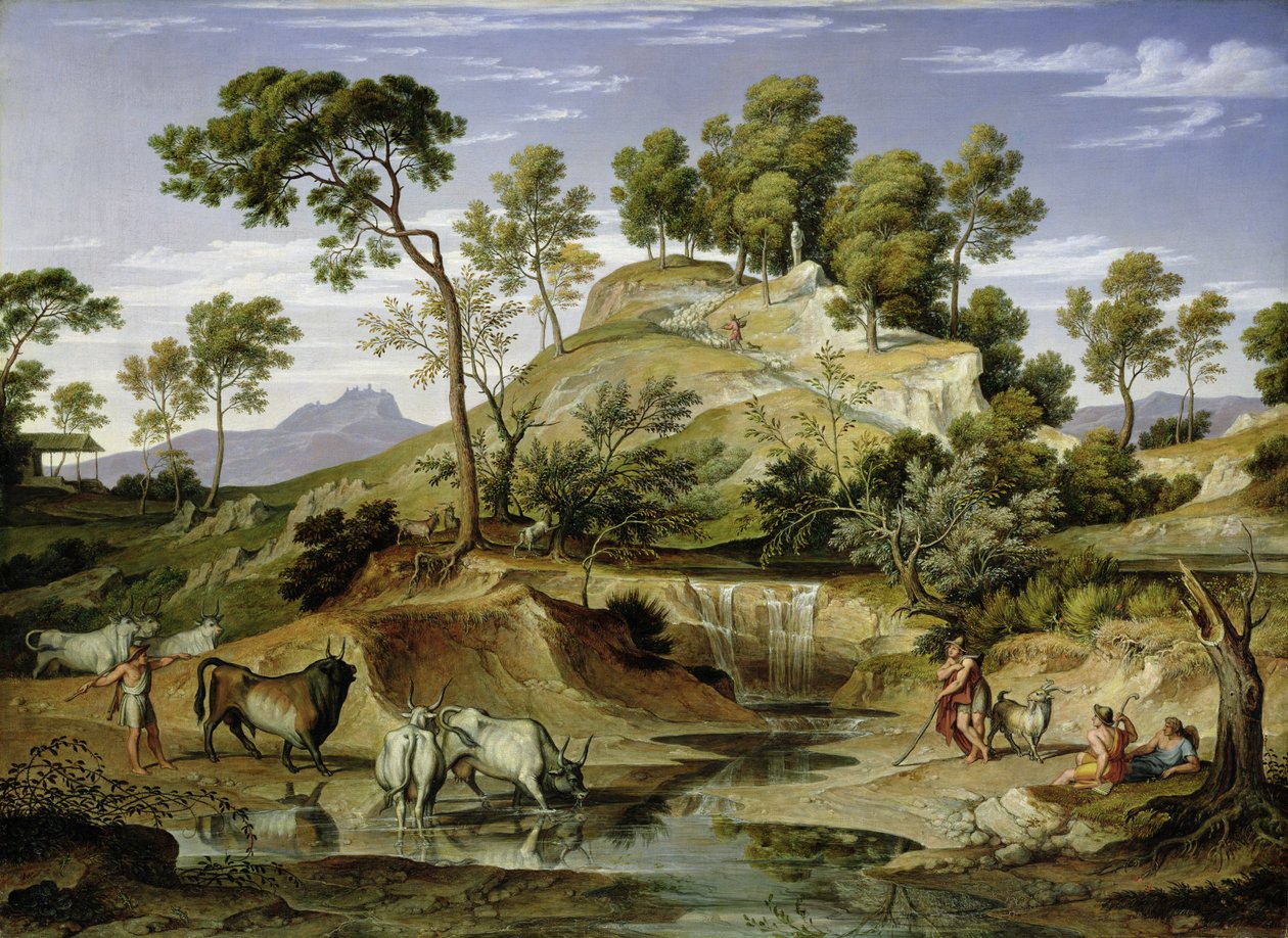 Landskap med herdar och kor och vid våren, 1832-34 av Joseph Anton Koch