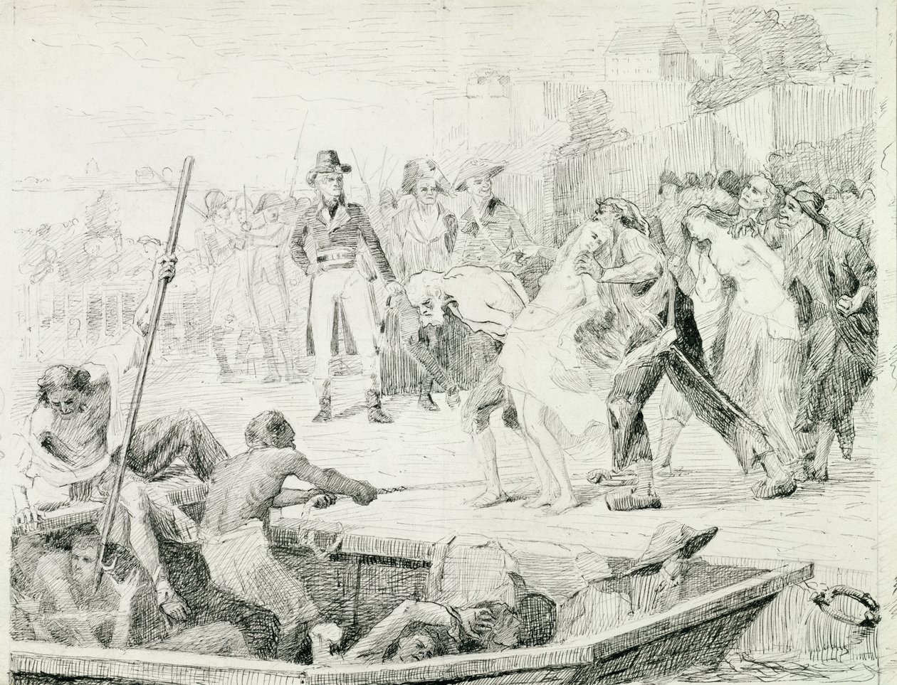 Drunkningen i Nantes 1793 av Joseph Aubert