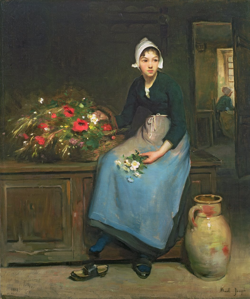 Den unga blomstersäljaren, 1882 av Joseph Bail
