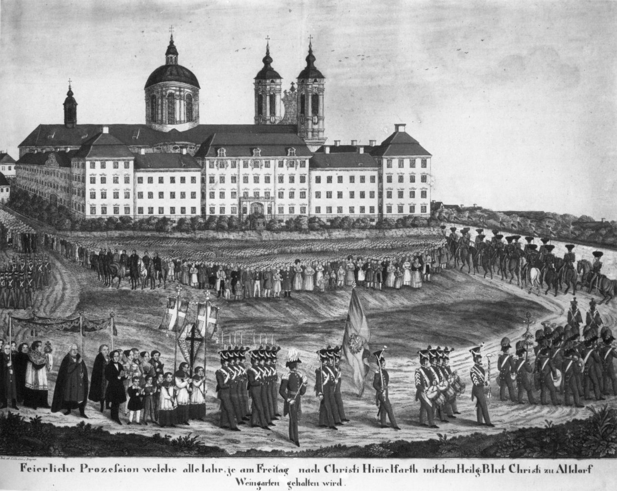 Holy Blood procession i Altdorf-Weingarten, omkring 1840 (före 1848) av Joseph Bayer