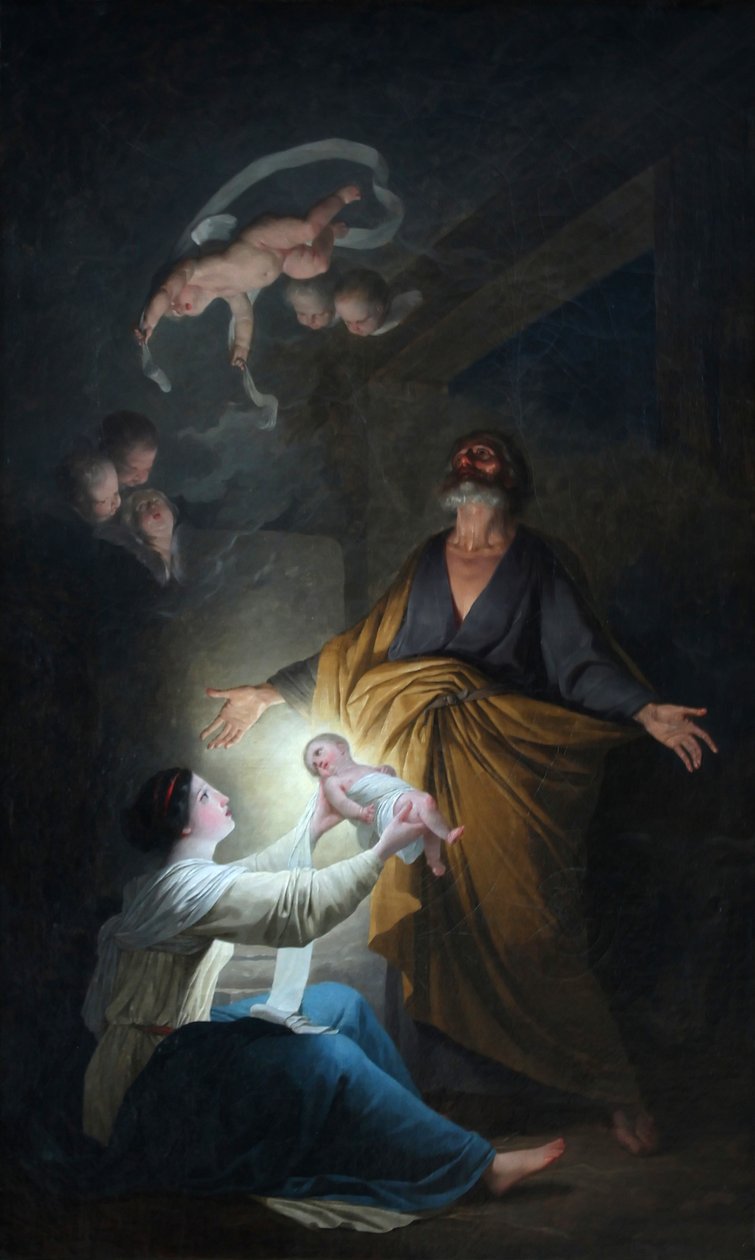La Sainte Famille ou la Nativité av Joseph Benoît Suvée