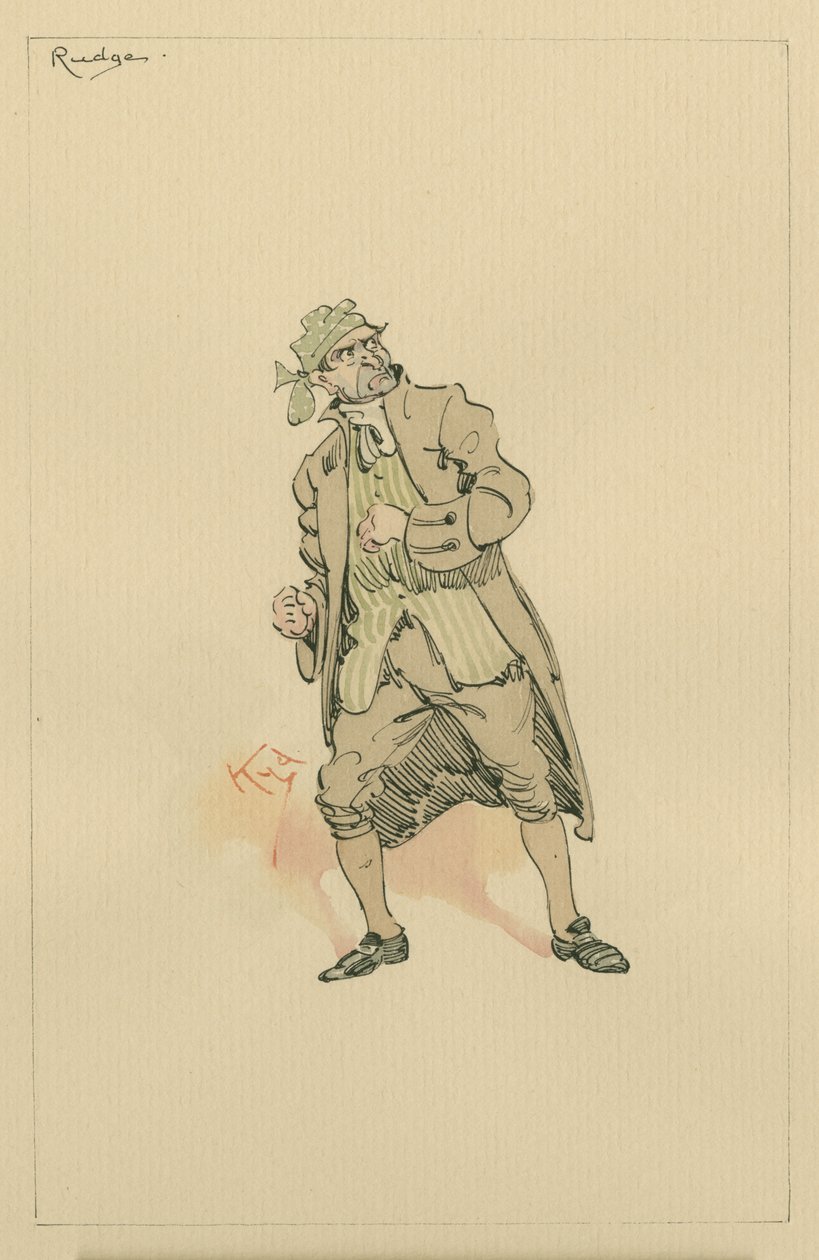 Barnaby Rudge Sr, ca 1920-talet (penna och bläck med wc på papper) av Joseph Clayton Clarke