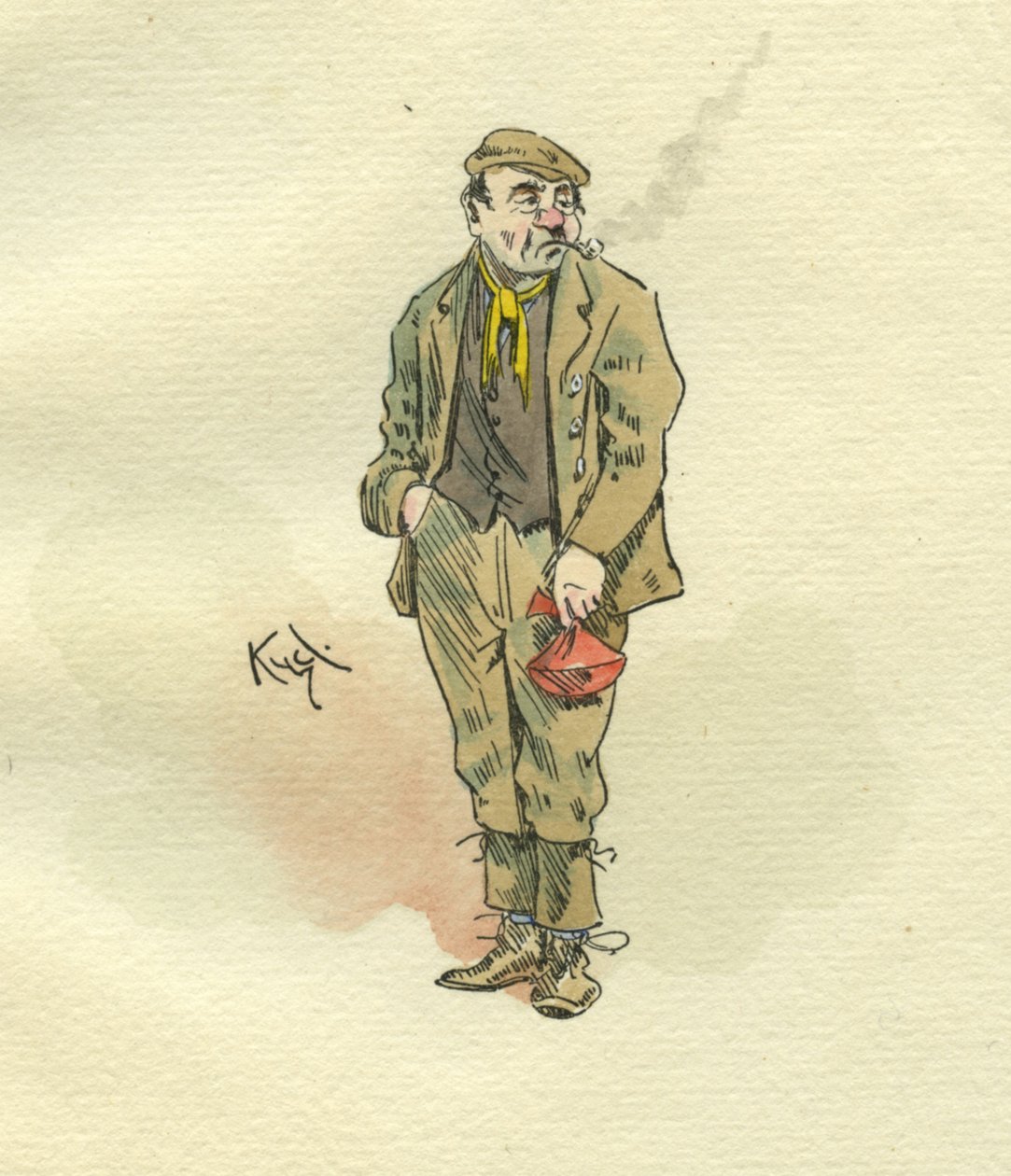 Karaktär från Oliver Twist (bläck och wc på papper) av Joseph Clayton Clarke