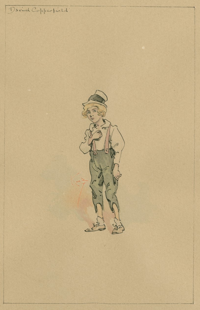 David Copperfield, ca 1920-talet (penna och bläck med wc på papper) av Joseph Clayton Clarke