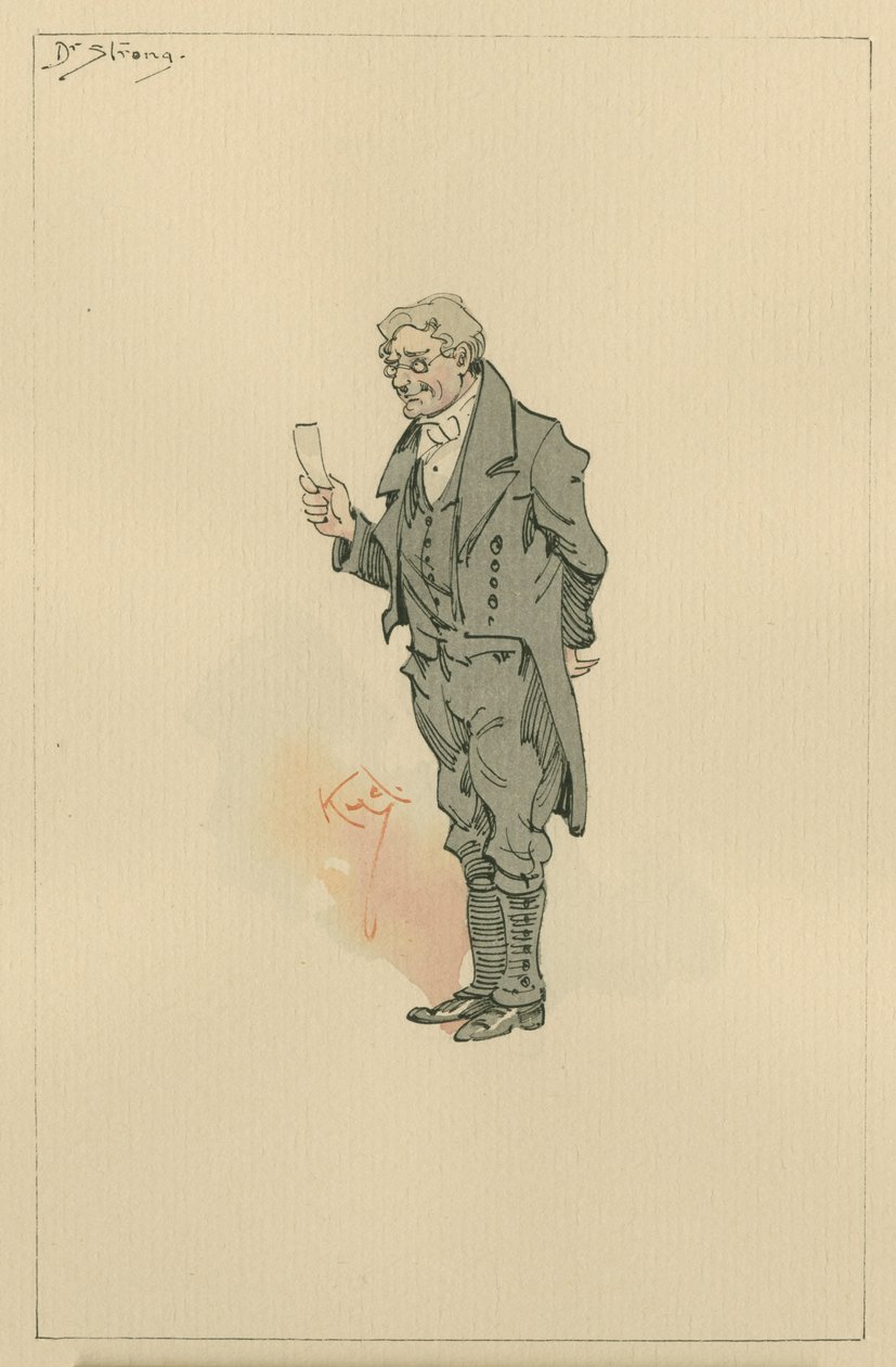 Dr Strong, ca 1920-talet (penna och bläck med wc på papper) av Joseph Clayton Clarke
