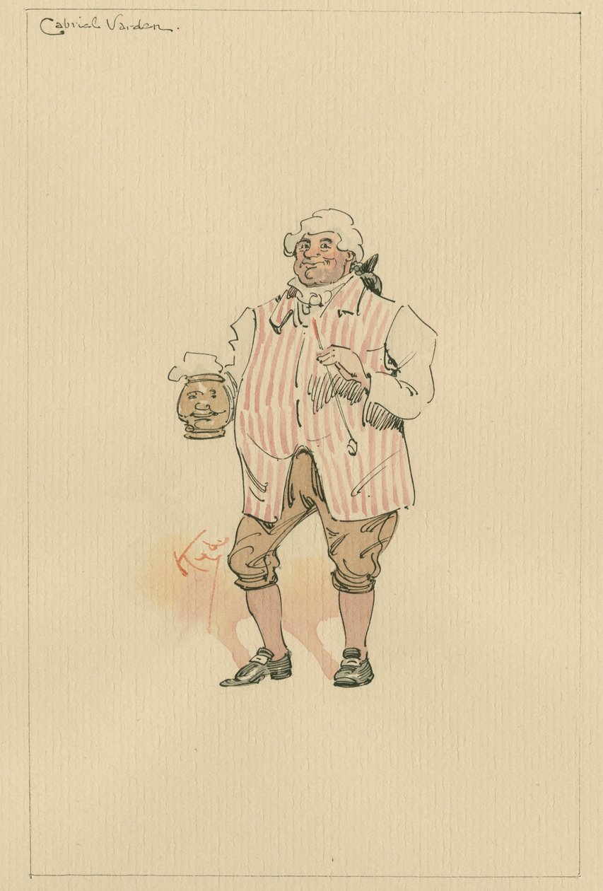 Gabriel Varden, ca 1920-talet (penna och bläck med wc på papper) av Joseph Clayton Clarke