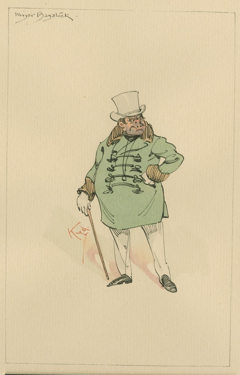Major Bagstock, ca 1920-talet (penna och bläck med wc på papper) av Joseph Clayton Clarke