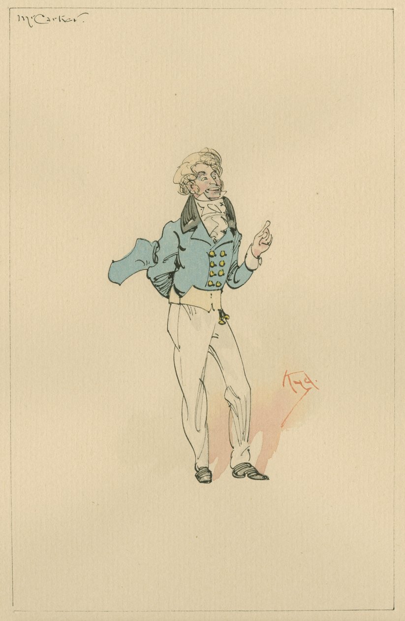 Mr Carker, ca 1920-talet (penna och bläck med wc på papper) av Joseph Clayton Clarke