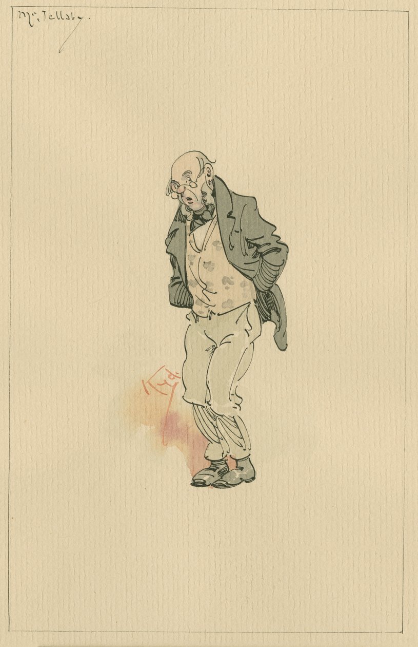 Mr Jellaby, ca 1920-talet (penna och bläck med wc på papper) av Joseph Clayton Clarke