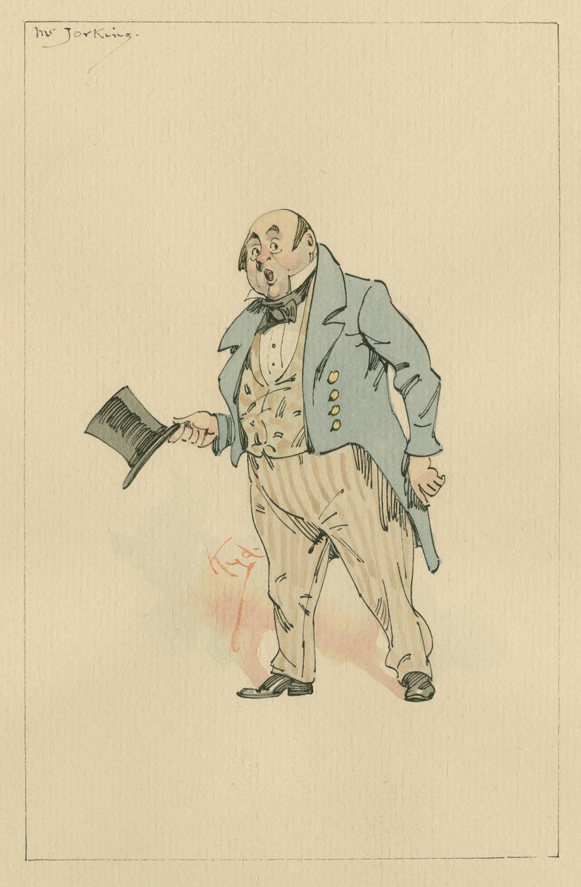 Mr Jorkins, ca 1920-talet (penna och bläck med wc på papper) av Joseph Clayton Clarke
