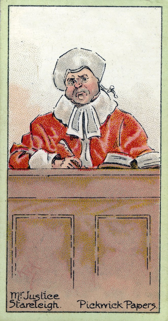 Herr domare Stareleigh, från "The Pickwick Papers" av Charles Dickens, 1923 av Joseph Clayton Clarke