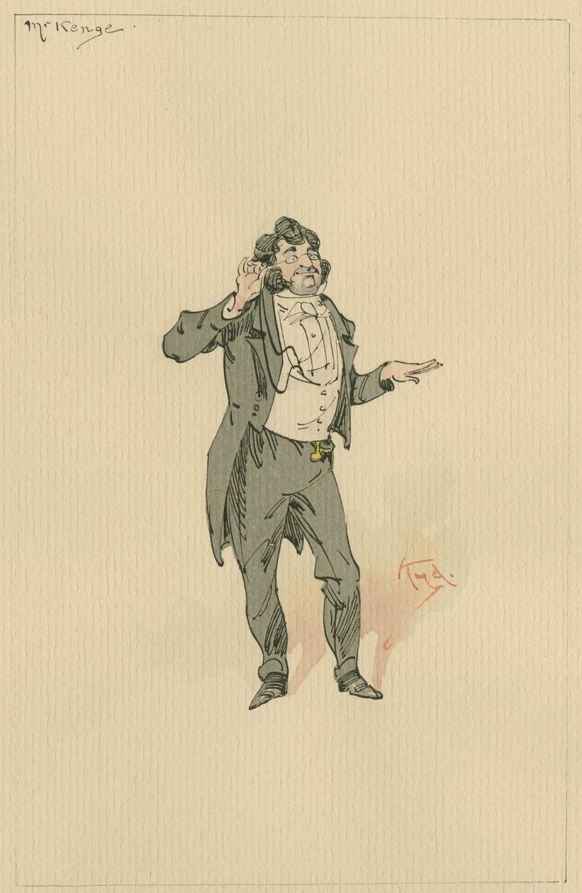 Mr Kenge, ca 1920-talet (penna och bläck med wc på papper) av Joseph Clayton Clarke