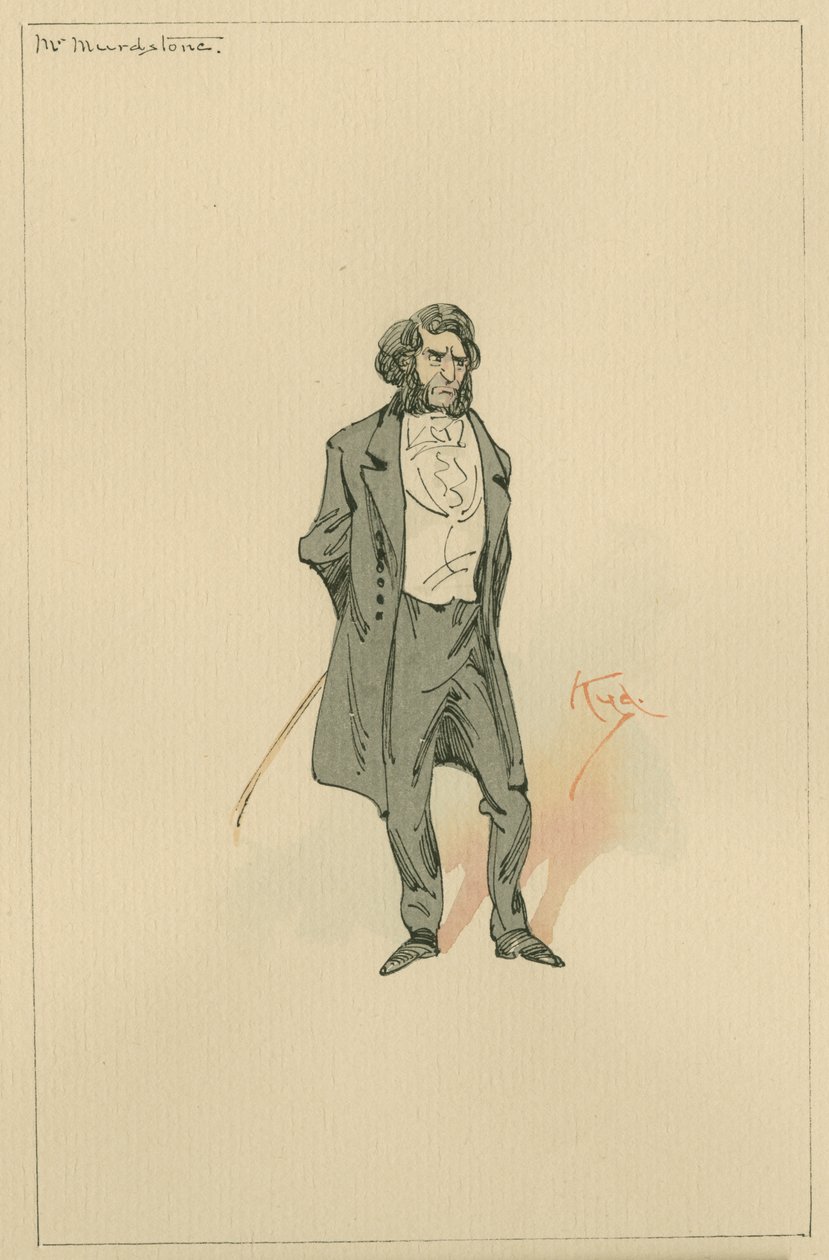 Mr Murdstone, ca 1920-talet (penna och bläck med wc på papper) av Joseph Clayton Clarke