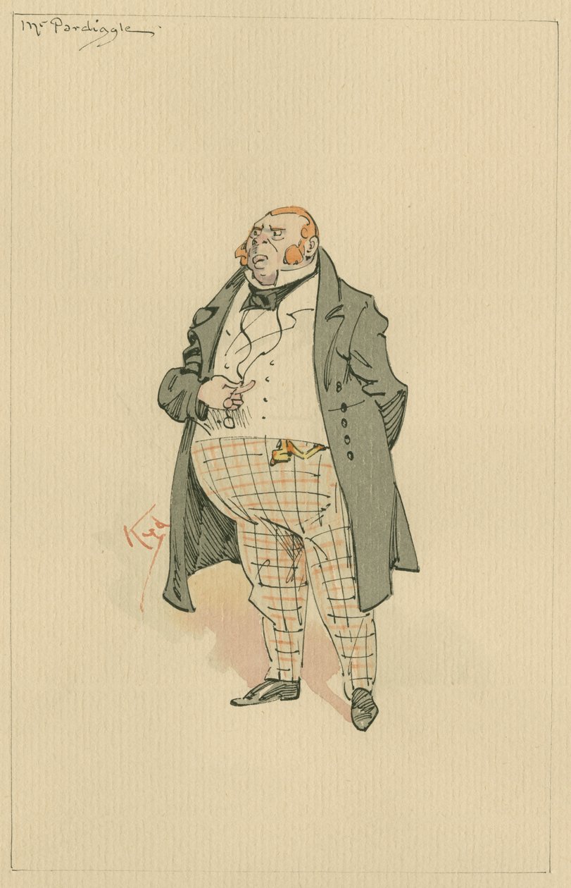 Mr Pardiggle, ca 1920-talet (penna och bläck med wc på papper) av Joseph Clayton Clarke