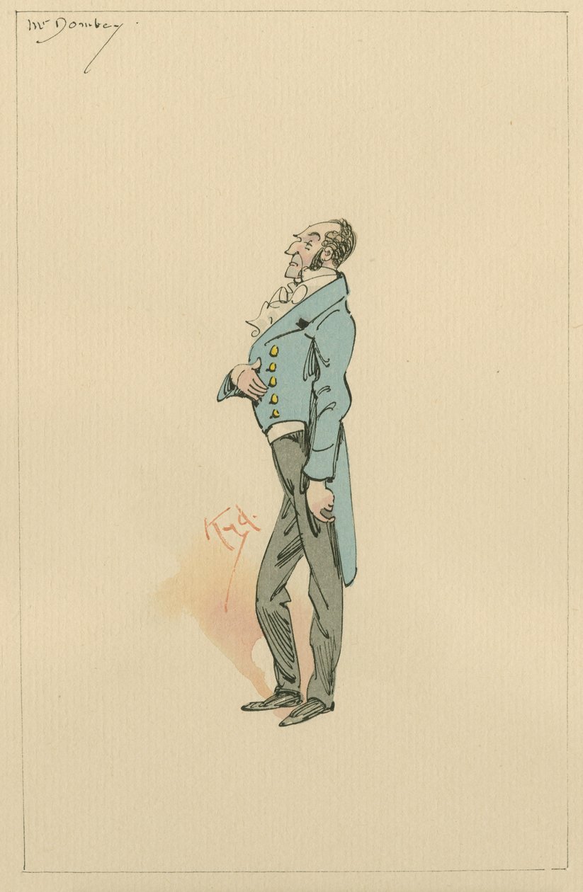 Mr Paul Dombey, omkring 1920-talet (penna och bläck med wc på papper) av Joseph Clayton Clarke