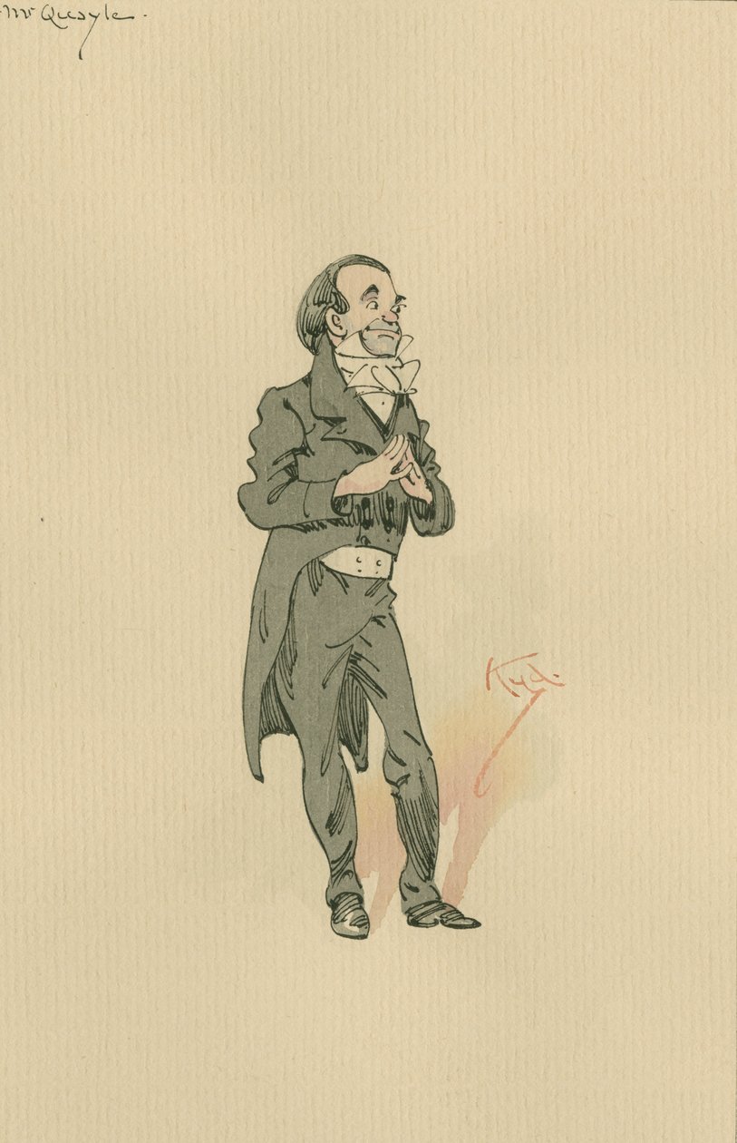Mr Quayle, ca 1920-talet (penna och bläck med wc på papper) av Joseph Clayton Clarke