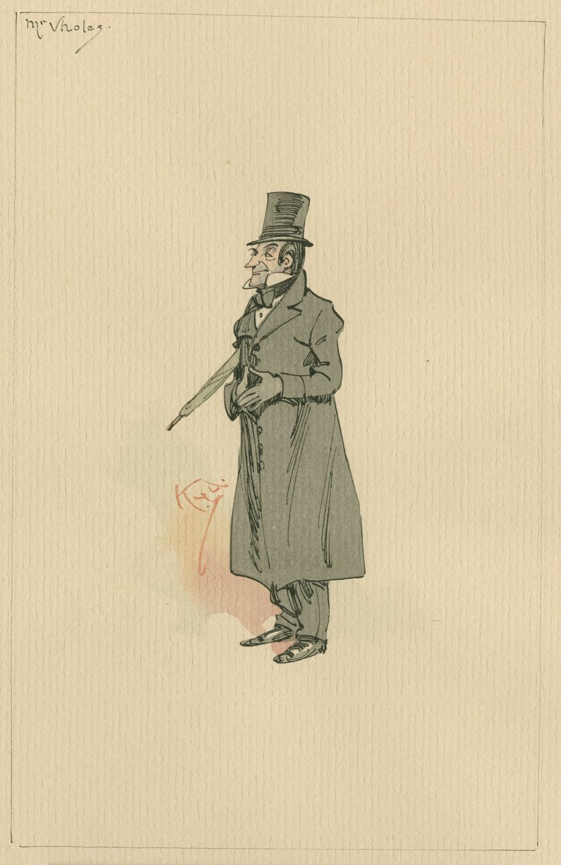 Mr Vholes, ca 1920-talet (penna och bläck med wc på papper) av Joseph Clayton Clarke