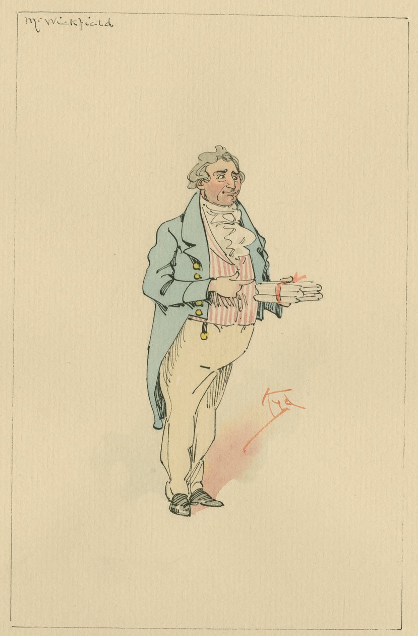 Mr Wickfield, ca 1920-talet (penna och bläck med wc på papper) av Joseph Clayton Clarke