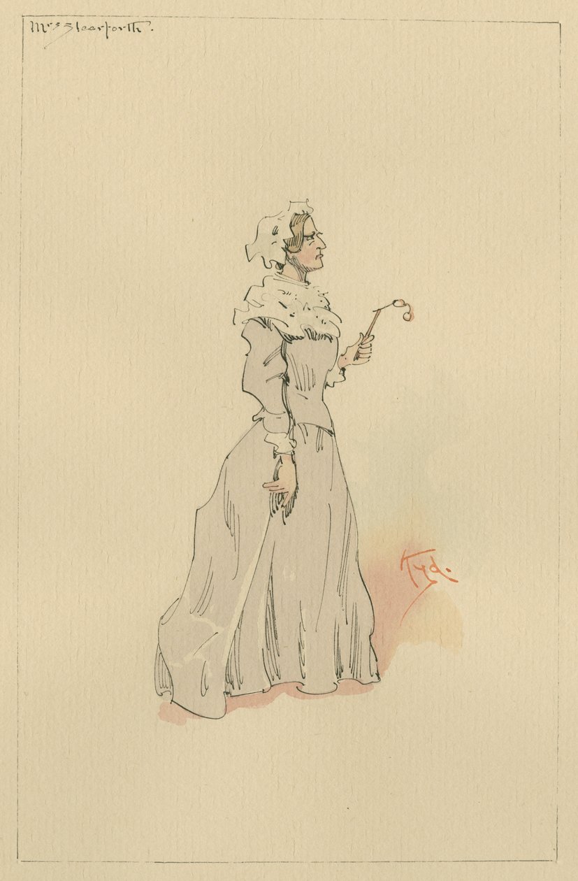 Mrs Steerforth, ca 1920-talet (penna och bläck med wc på papper) av Joseph Clayton Clarke