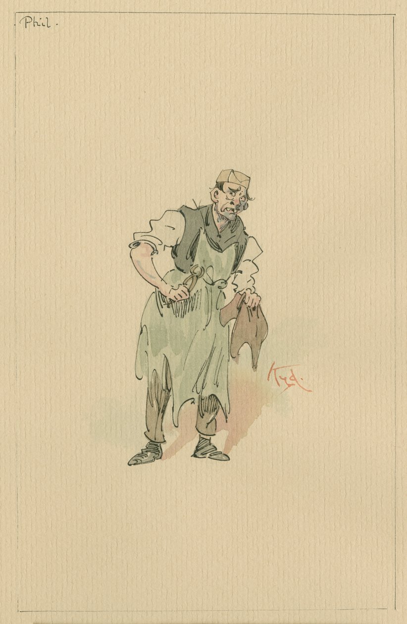 Phil Squod, ca 1920-talet (penna och bläck med wc på papper) av Joseph Clayton Clarke