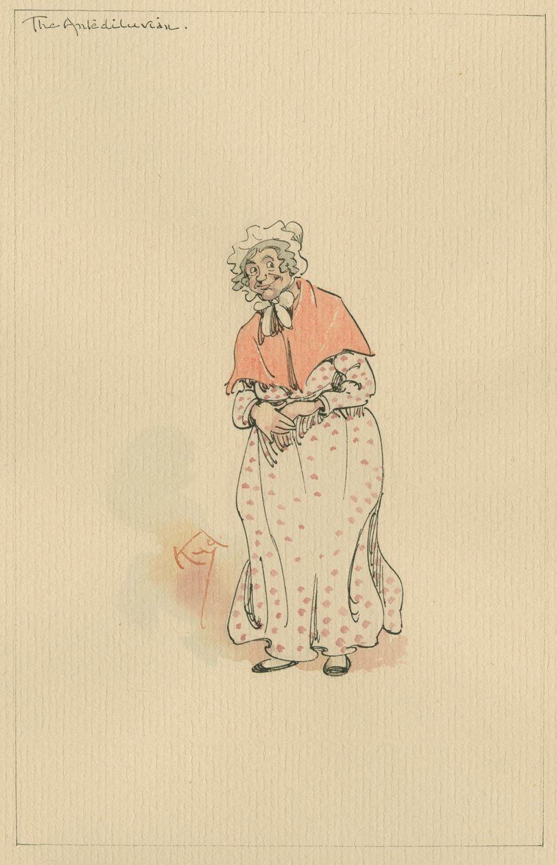 Antediluvian, ca 1920-talet (penna och bläck med wc på papper) av Joseph Clayton Clarke