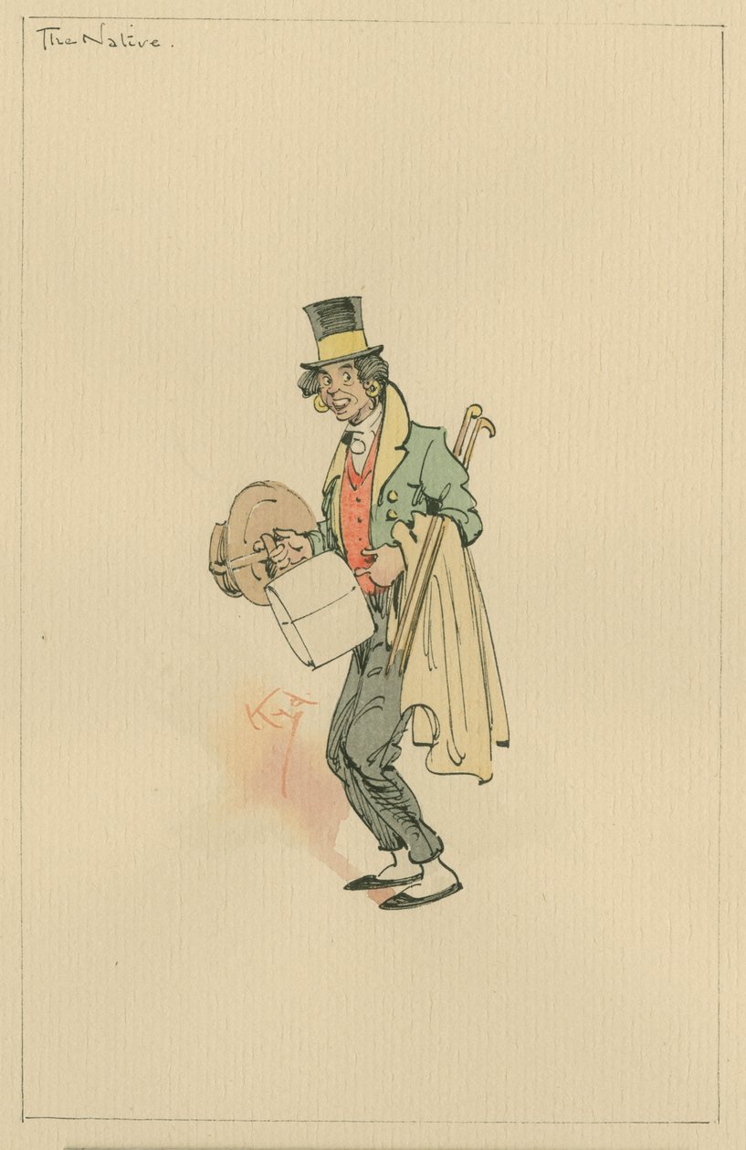 The Native, ca 1920-talet (penna och bläck med wc på papper) av Joseph Clayton Clarke