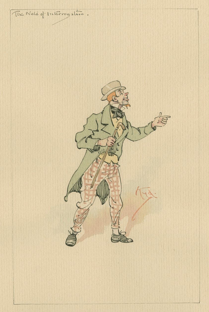 The Note of Interrogation, ca 1920-talet (penna och bläck med wc på papper) av Joseph Clayton Clarke