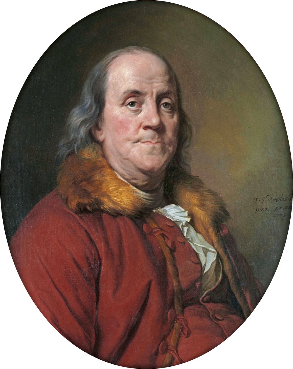 Porträtt av Benjamin Franklin (1706-1790) av Joseph Siffred Duplessis