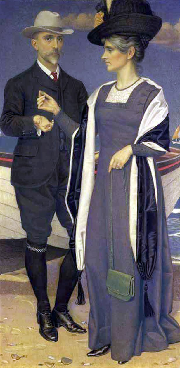 Agaten (porträtt av konstnären och hans fru), 1911 (tempera på linne) av Joseph Edward Southall