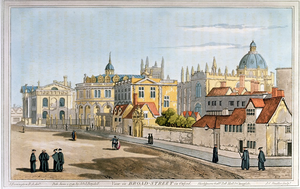 Broad Street, Oxford, gravyr, 1793 av Joseph Farington
