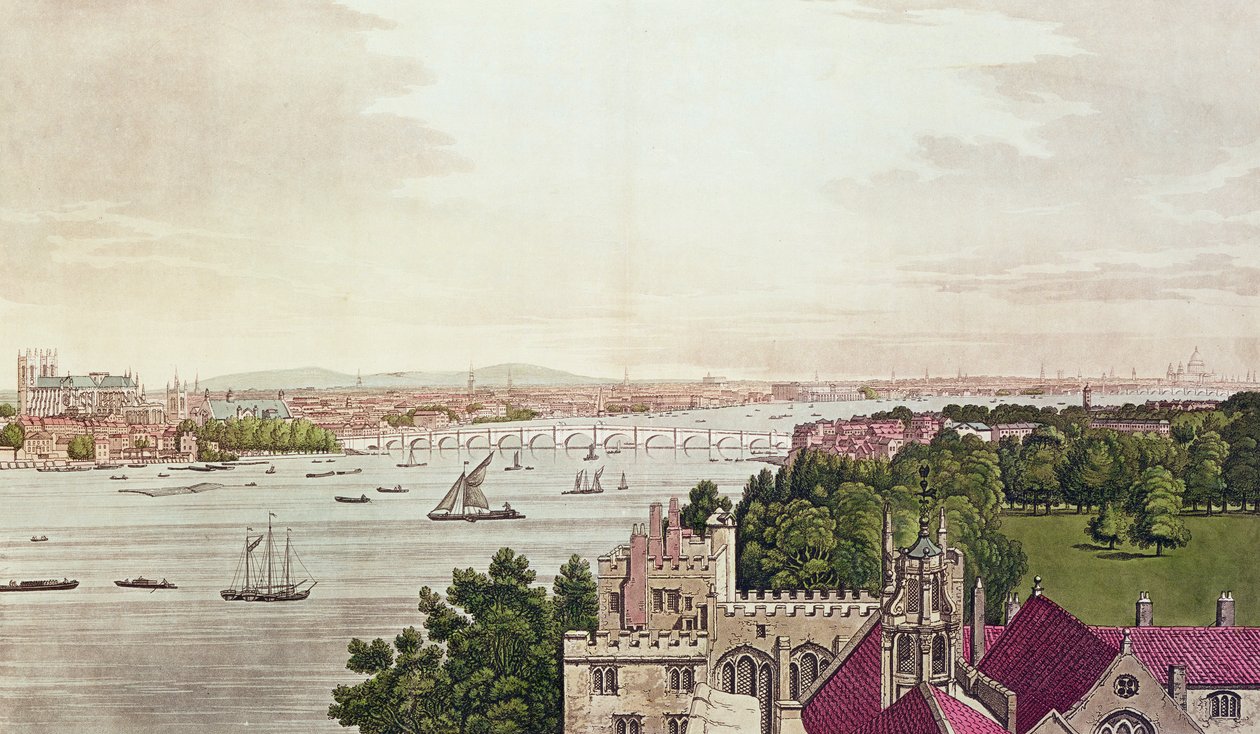 Vy över London från Lambeth, graverad av J.C Stadler (fl.1780-1812) 1795 av Joseph Farington