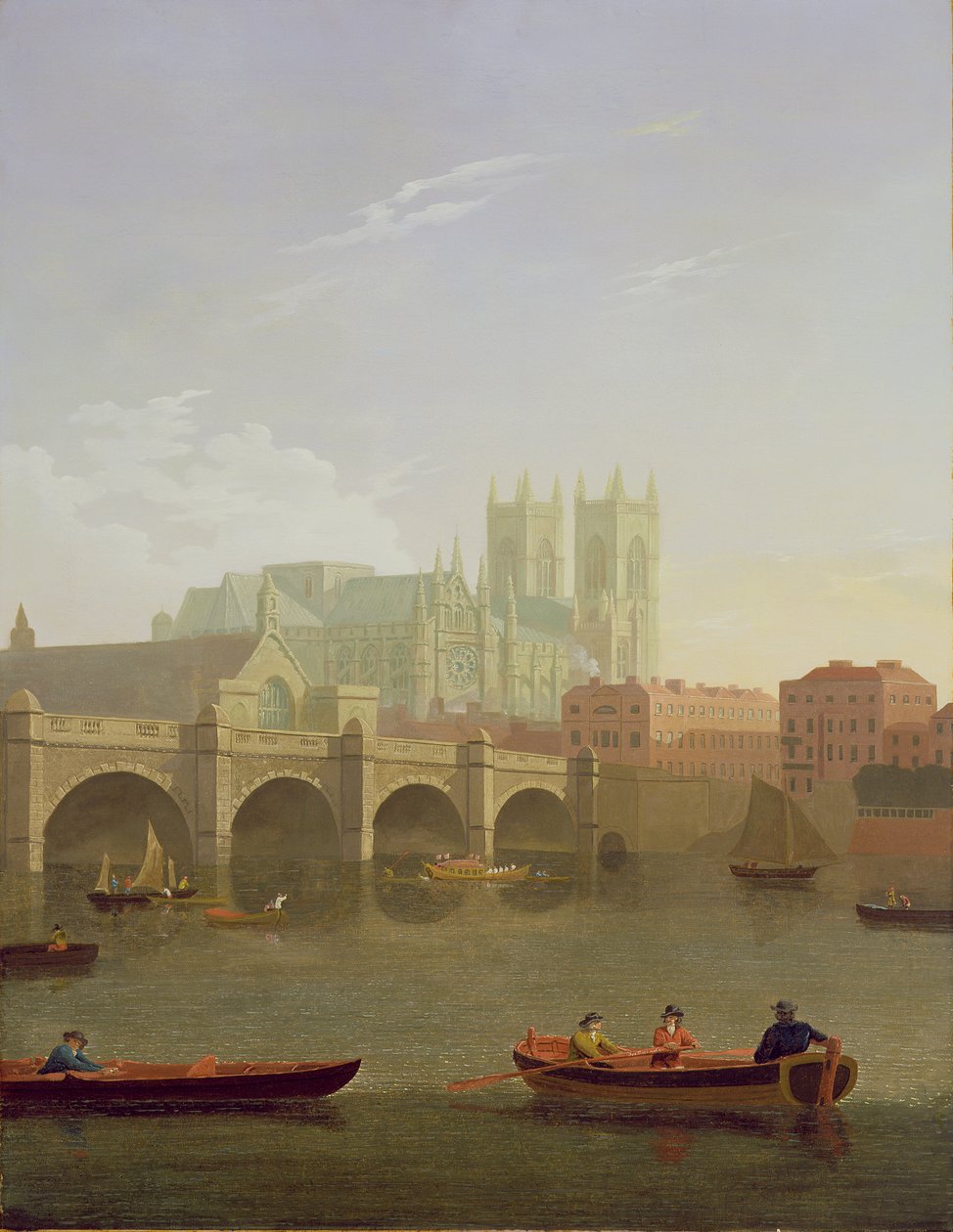 Westminster Abbey och Westminster Bridge sett från söder, 1794 av Joseph Farington