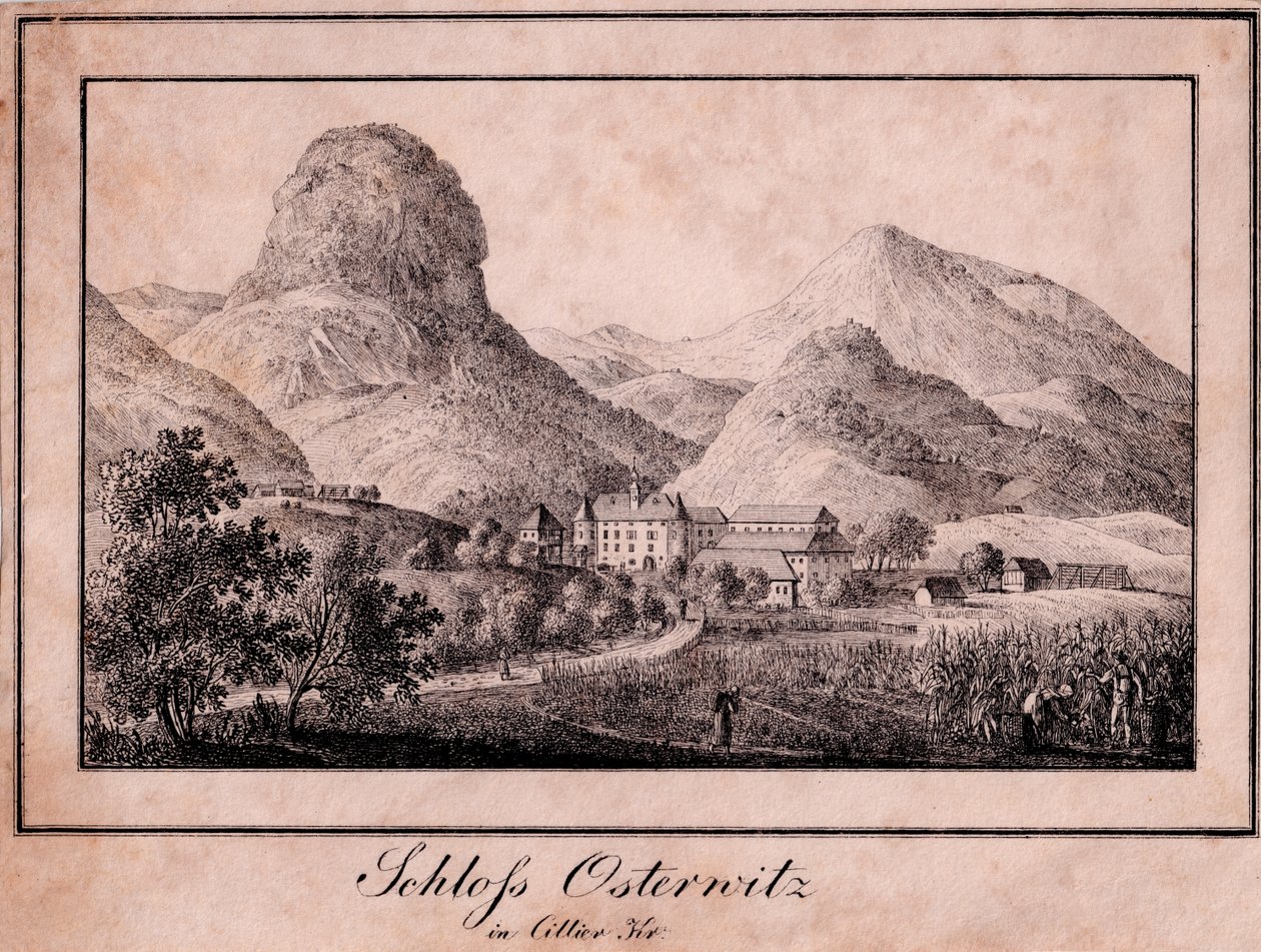 Schloss Osterwitz im Sanntal (Ojstrica pri Št. Jurju ob Taboru) westlich Celje av Joseph Franz Kaiser