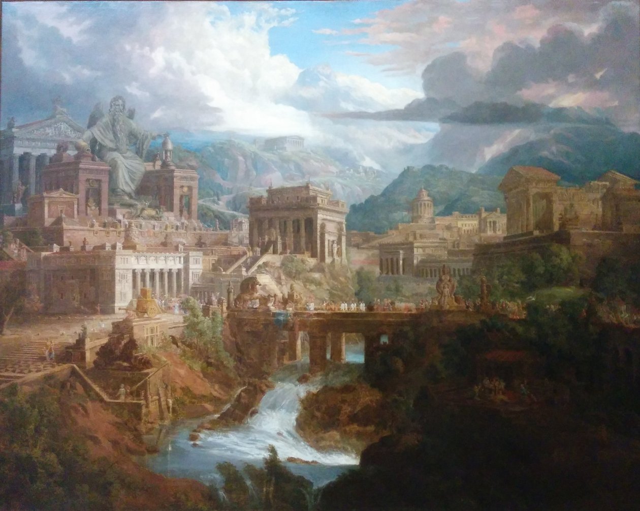 Colossal staty av Zeus i den antika grekiska staden Lebadeia av Joseph Michael Gandy