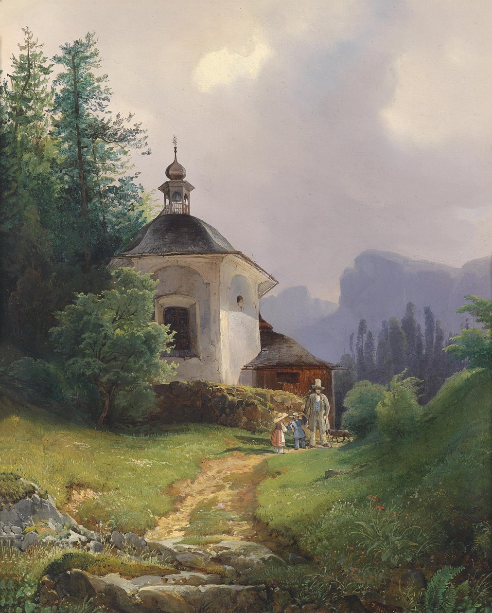 Kapell på kalvarieberget i Lahn nära Hailstadt (Hallstatt) av Joseph Holzer