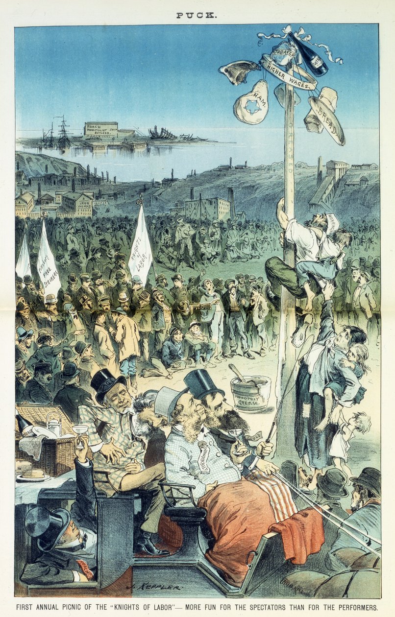 Första årliga picknicken för Knights of Labor - roligare för åskådarna än för artisterna, 1882 av Joseph Keppler