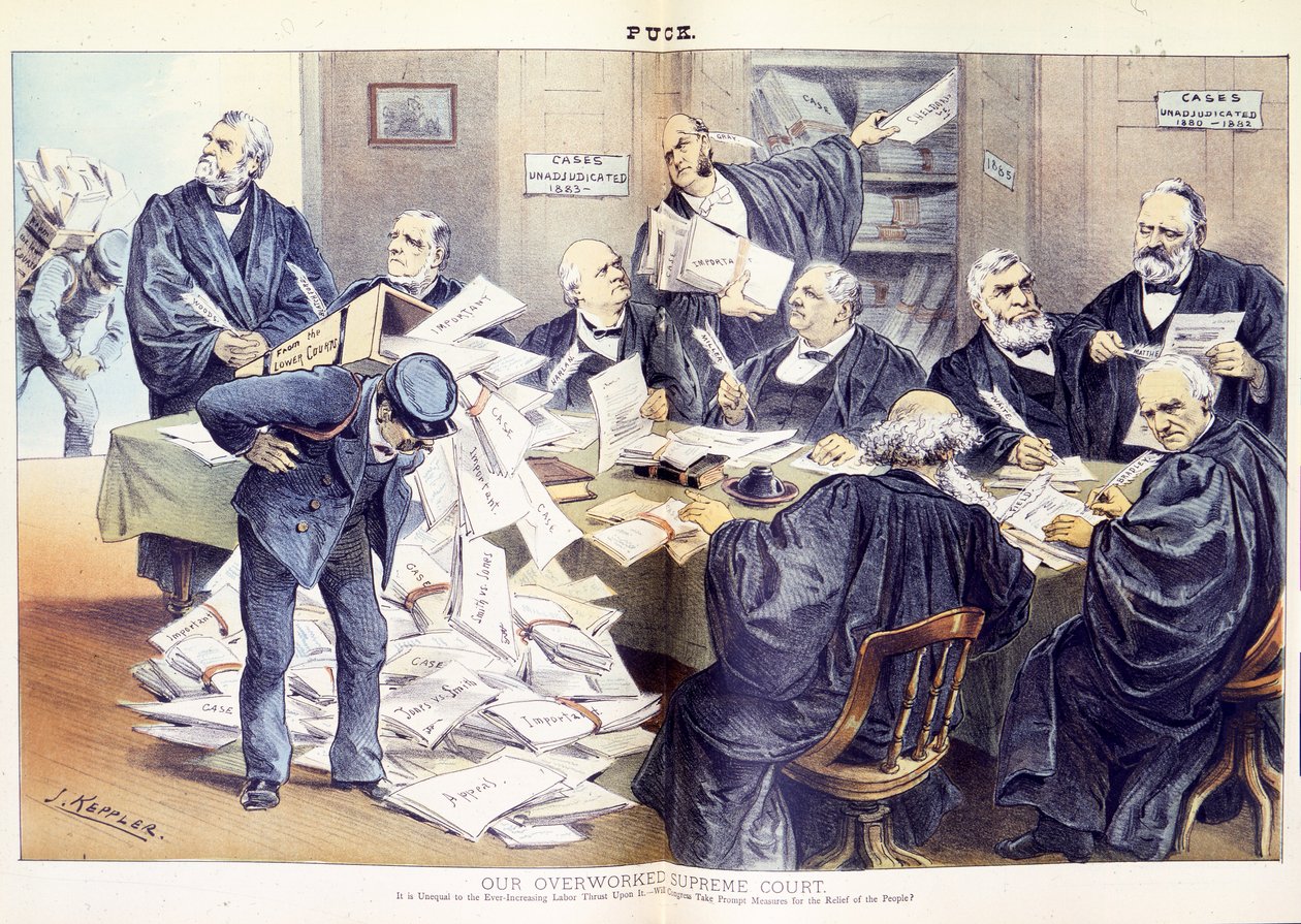 Vår överarbetade högsta domstol: Den är ojämlik mot den ständigt ökande arbetskraften - kommer kongressen att vidta omedelbara åtgärder för att hjälpa folket, 1885 av Joseph Keppler
