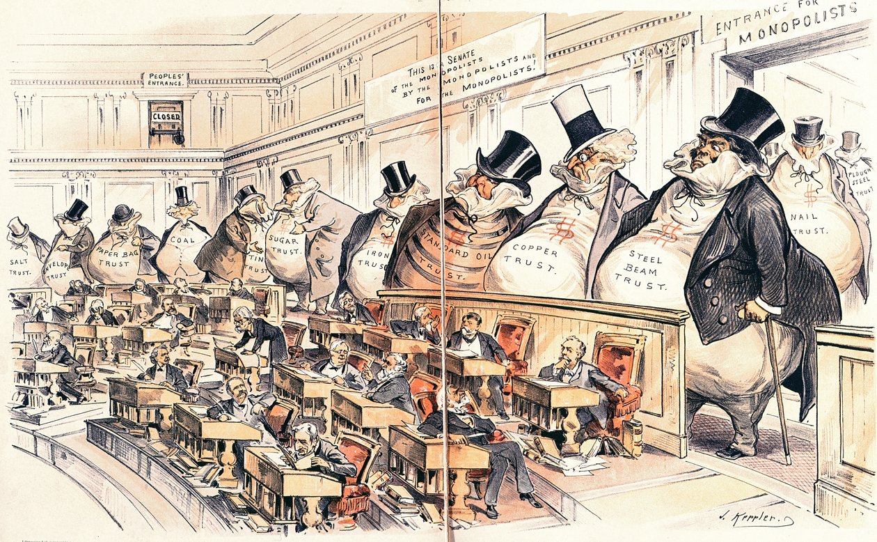 The Bosses of the Senate, illustration från den amerikanska tidskriften Puck, 23 januari 1889. av Joseph Keppler