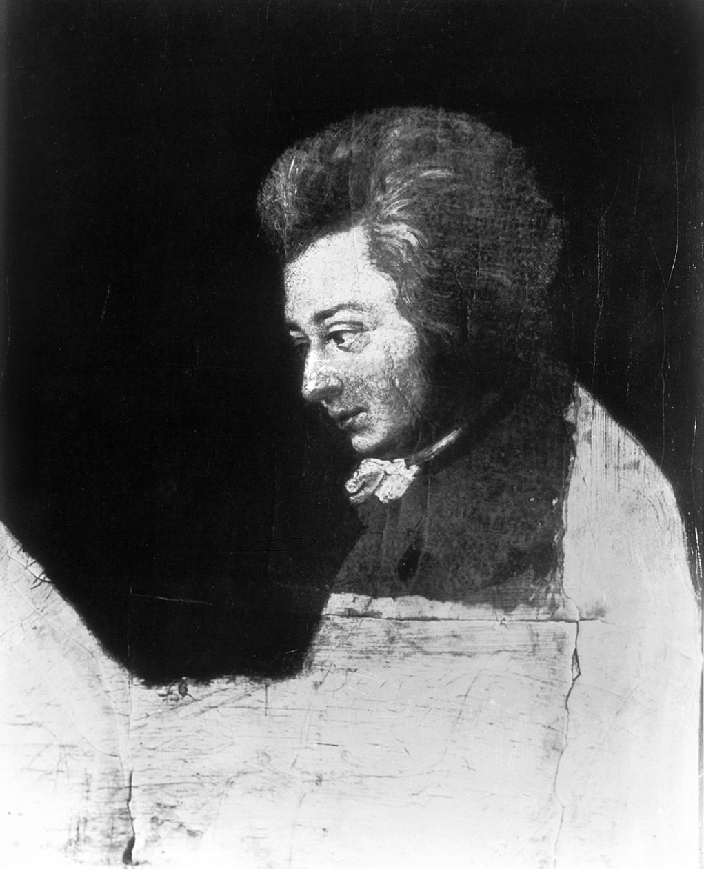 Oavslutat porträtt av Wolfgang Amadeus Mozart (1756-91) av Joseph Lange