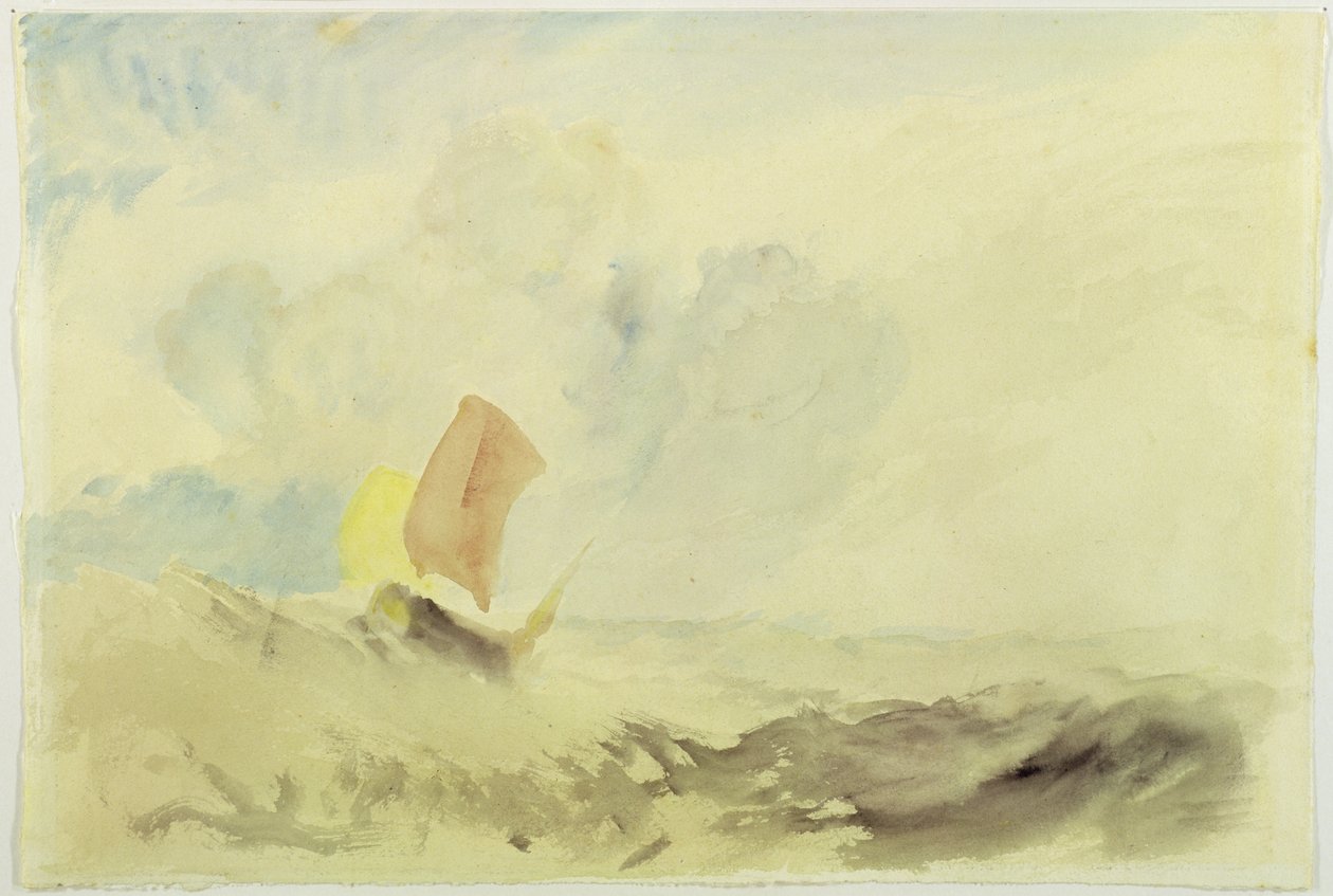 A Sea Piece - Ett grovt hav med en fiskebåt, 1820-30 av Joseph Mallord William Turner