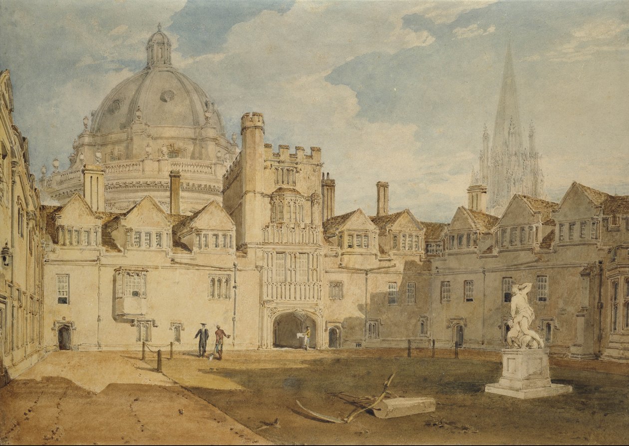 A View from the Inside of Brazen Nose College Quadrangle, Oxford, 1803-04 (wc över grafit, på papper) av Joseph Mallord William Turner