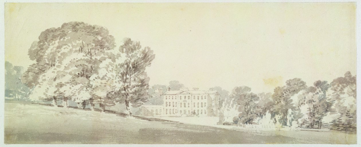 Ett georgiskt hus i tre våningar i en park, ca 1795 (tvätt över grafit på papper) av Joseph Mallord William Turner