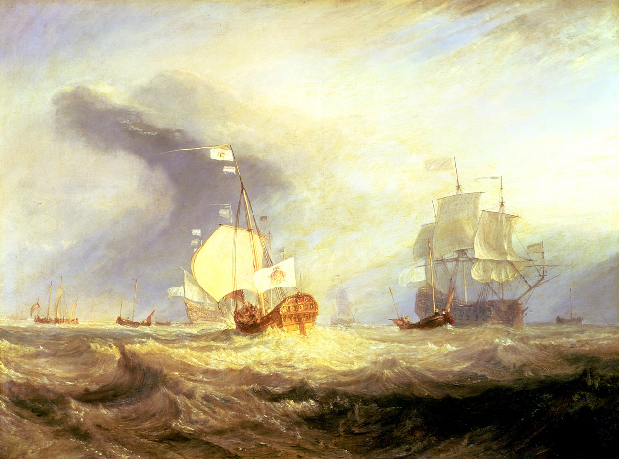 Amiral von Trumps pråm vid infarten till Texel 1645, ca 1831 av Joseph Mallord William Turner