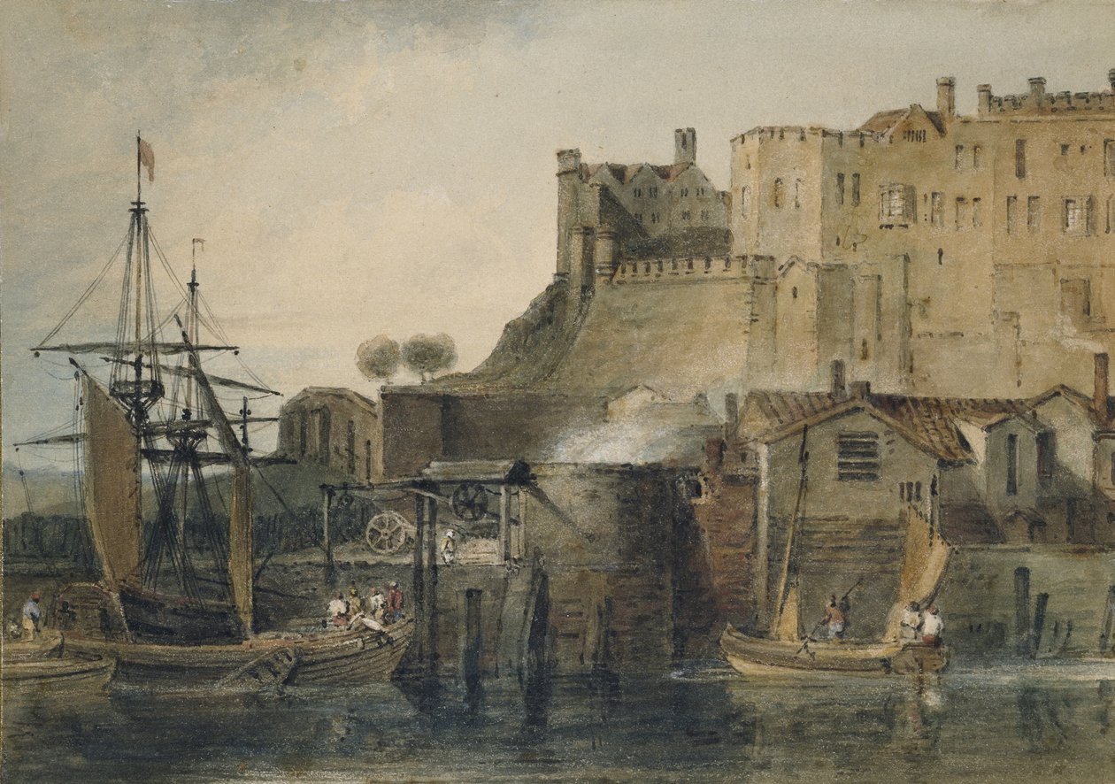 Chester Castle, ca 1805 (akvarell över grafit, med penna och bläck och radering) av Joseph Mallord William Turner