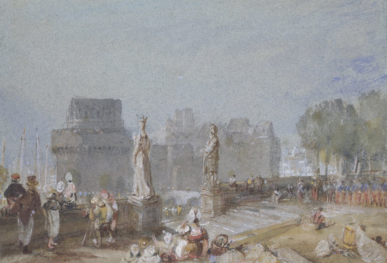 Château de Nantes, ca 1830 (akvarell och bodycolour med penna och brunt och svart bläck) av Joseph Mallord William Turner