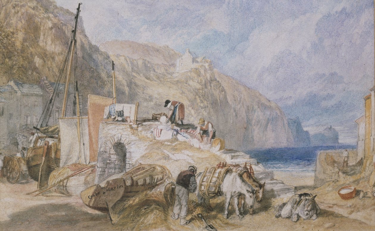 Combe Martin, Devonshire, ca 1824 (akvarell över grafit med penna och svart bläck) av Joseph Mallord William Turner