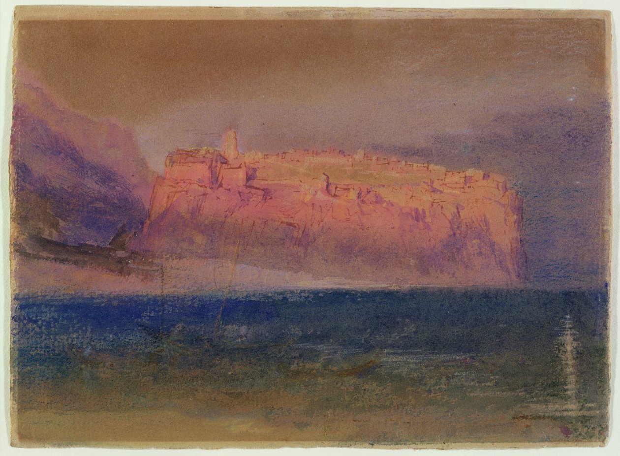Korsika, (Monaco) c.1830-35 (wc på brunt papper) av Joseph Mallord William Turner